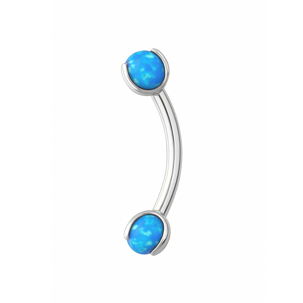 G23 Titanium Double Opal Jewelled Eyebrow Banana Ring