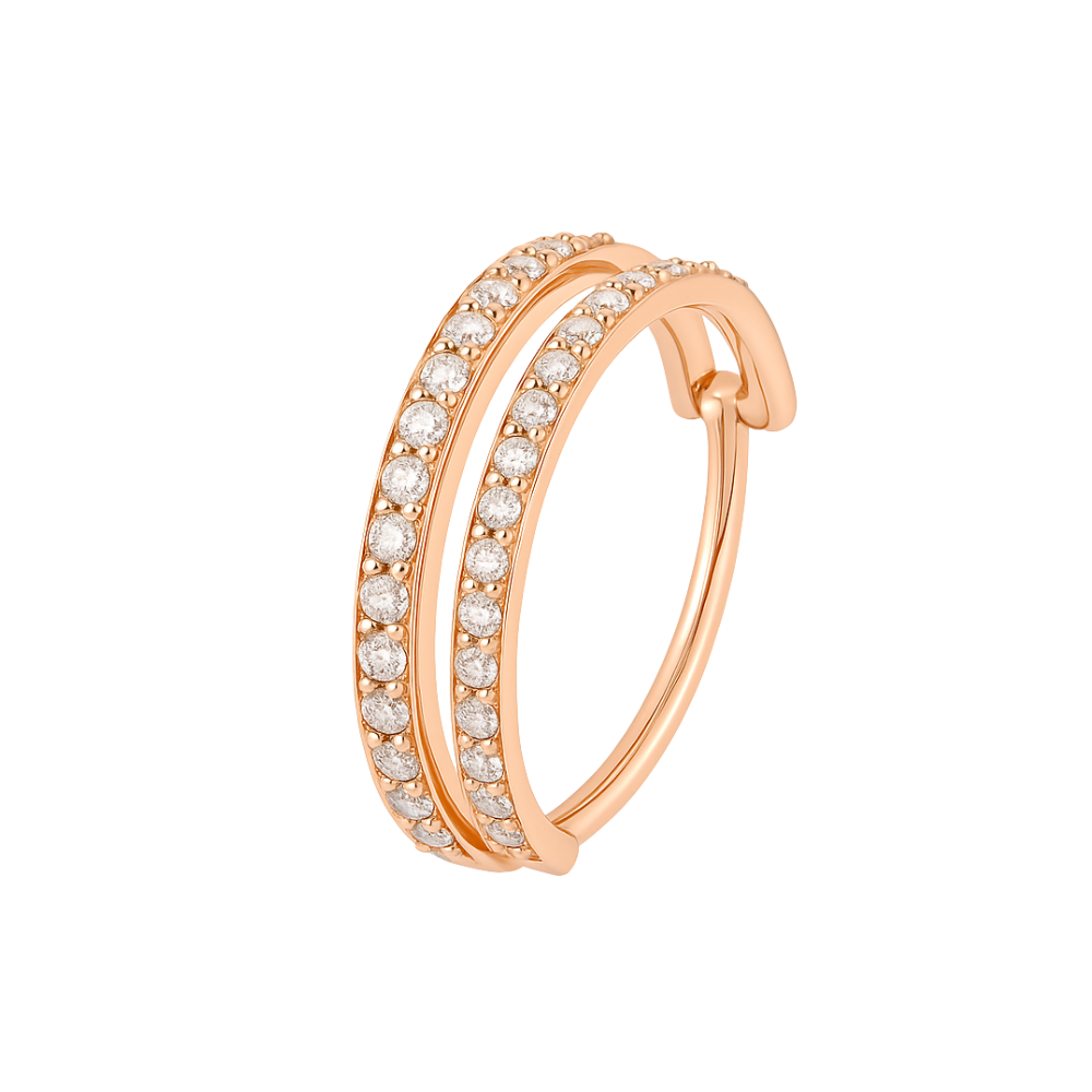 316L Surgical Steel Double Line Jewelled Hinged Segment Clicker Ring - Monster Piercing