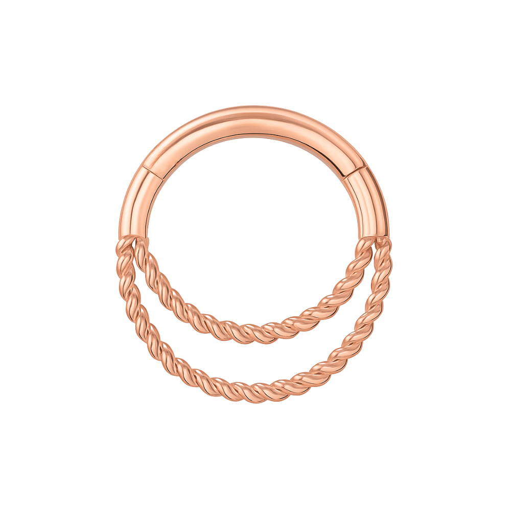 925 Sterling Silver Twisted Double Segment Clicker Ring - Monster Piercing