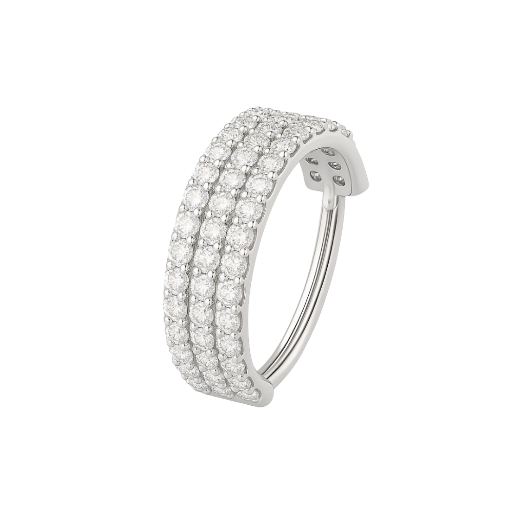 316L Surgical Steel Triple Rows Crystal Surgical Steel Hinged Clicker Segment Ring - Monster Piercing
