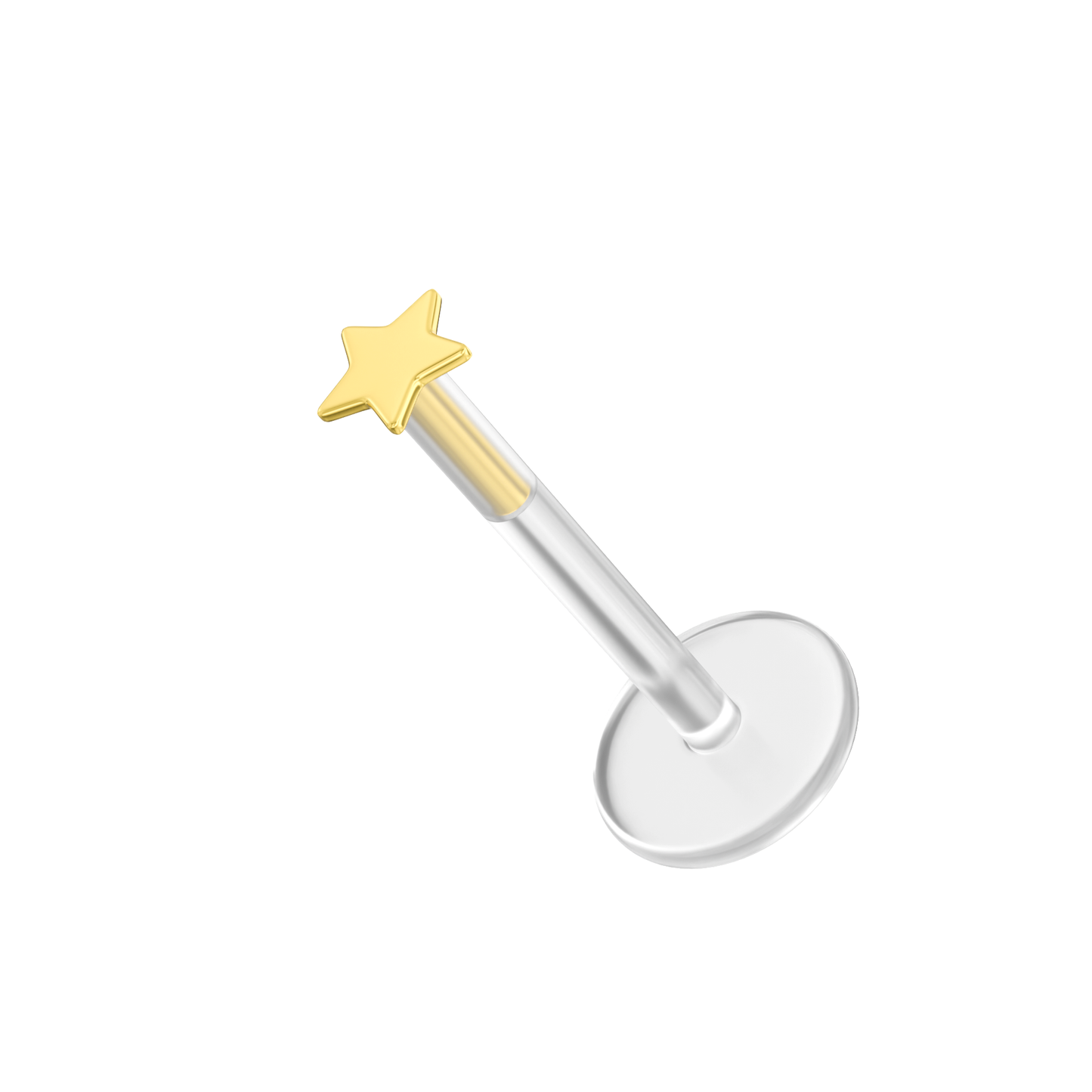 14K Gold Flat Star and BioFlex Stud - Monster Piercing
