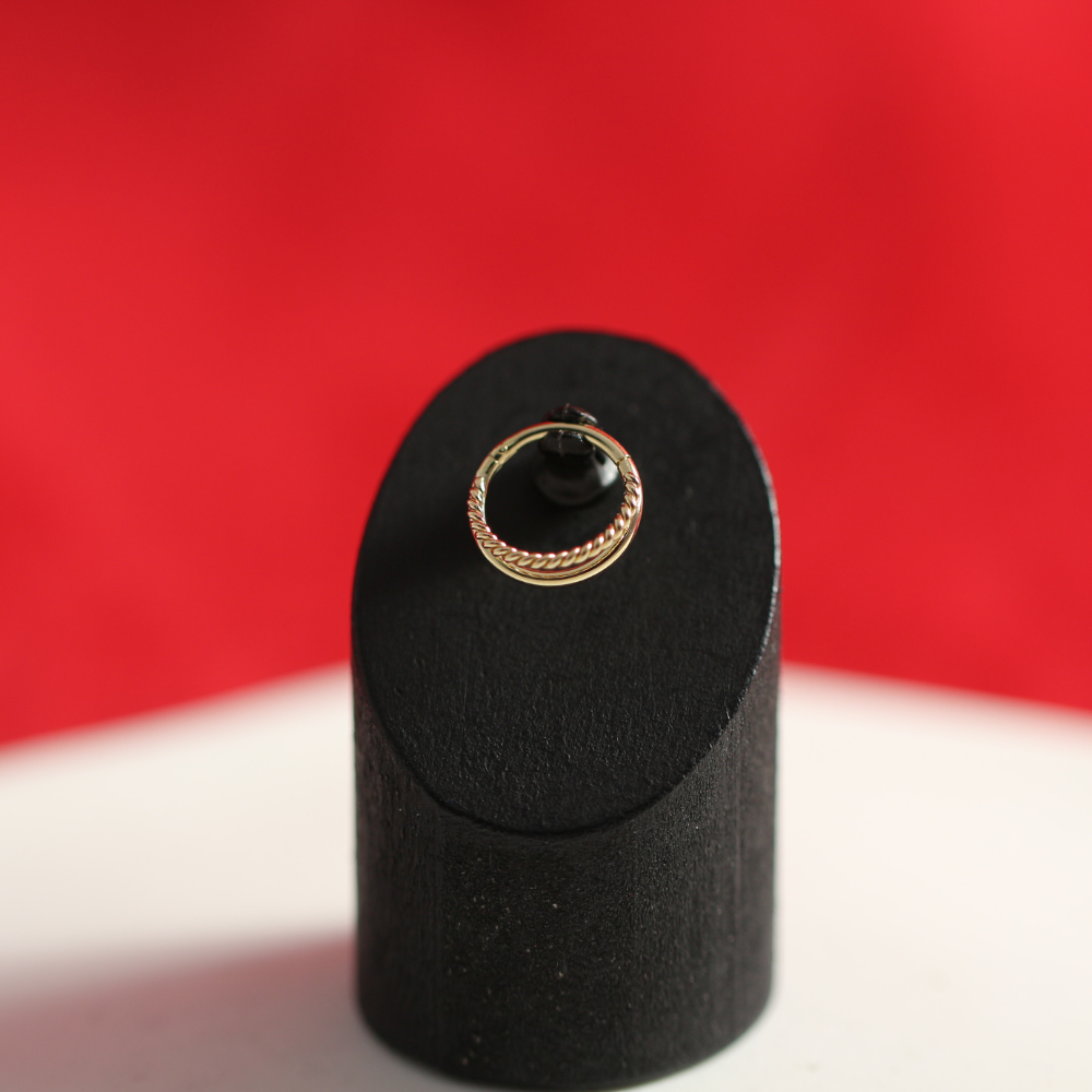14K Gold Double Stack Hinged Segment Clicker Ring - Monster Piercing