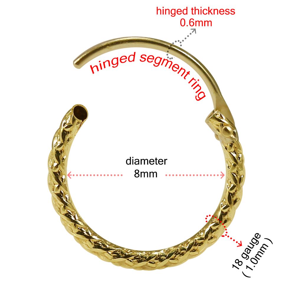9K Gold Laser Cut Hinged Segment Ring - Monster Piercing