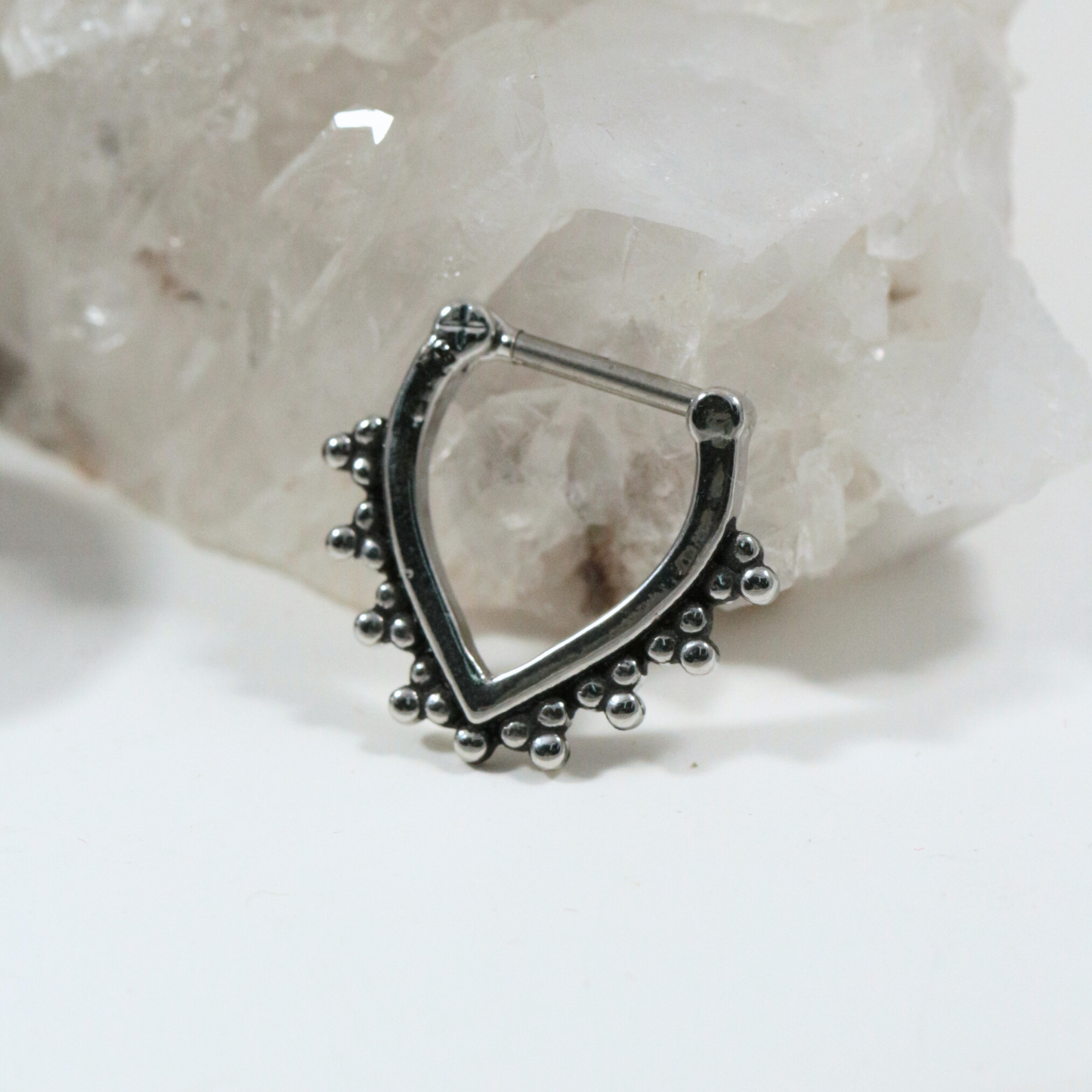 316L Surgical Steel Tribal Dots V Shape Septum Clicker Ring - Monster Piercing