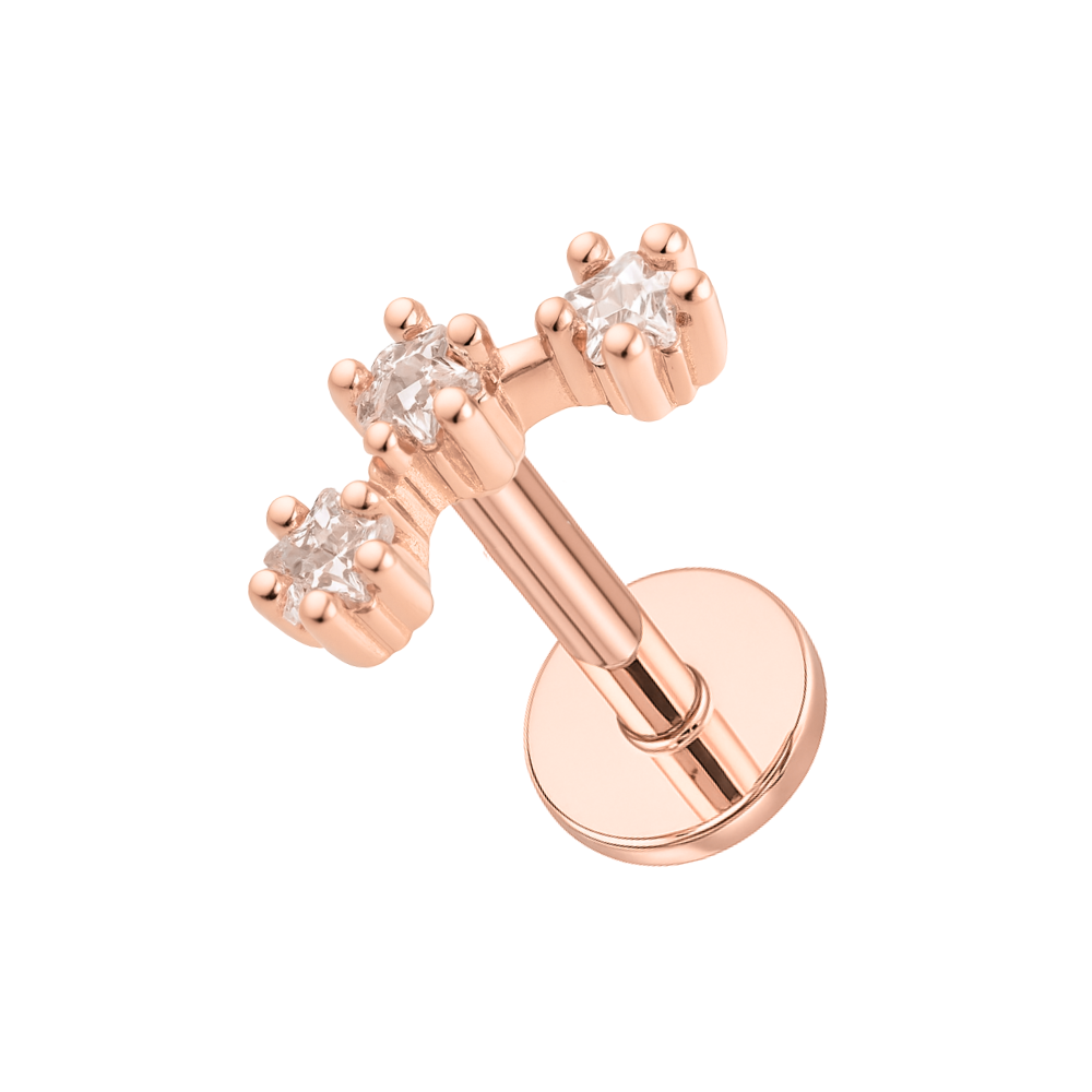 316L Surgical Steel Jewelled Tri-Star Flatback Stud