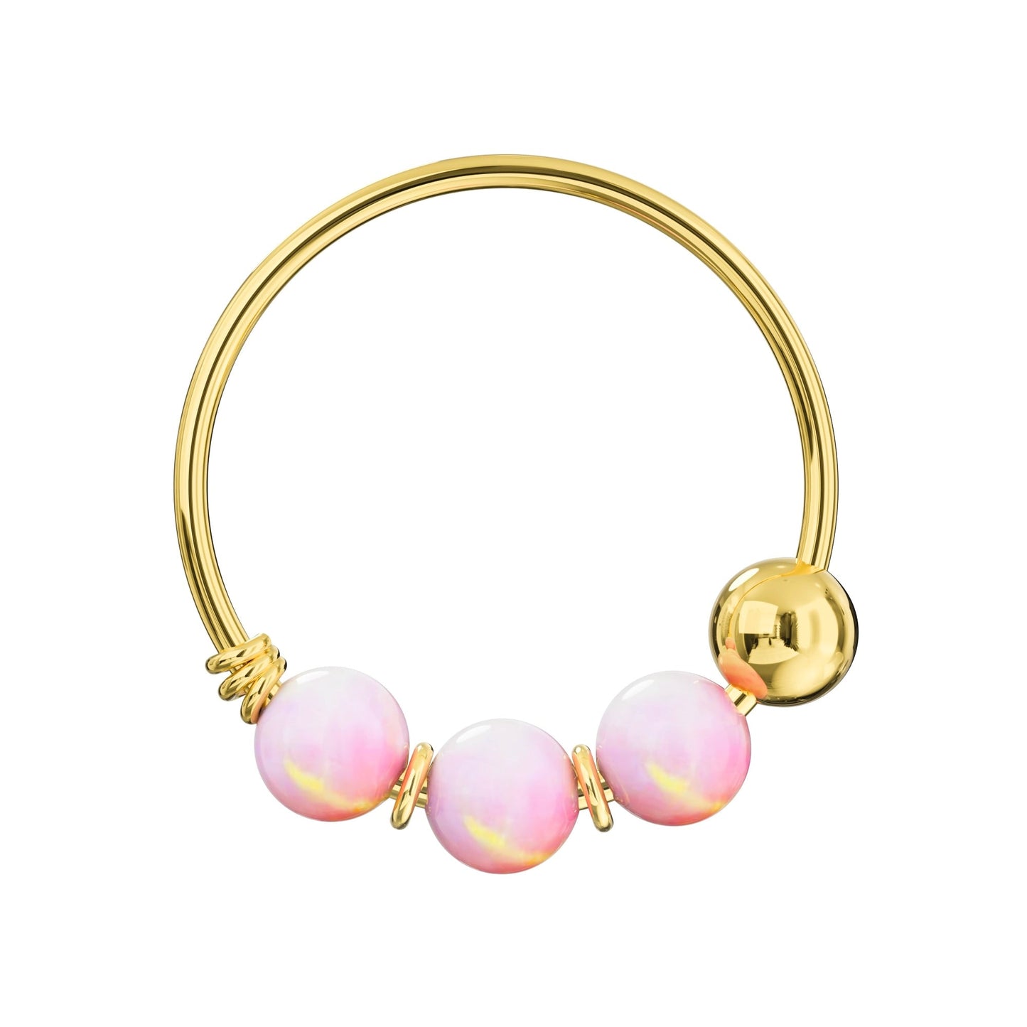 14K Gold Opal Stones Hoop Nose Ring - Monster Piercing