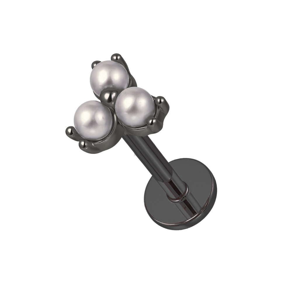 316L Surgical Steel Triple Pearl Flower Helix Tragus Piercing Ear Stud