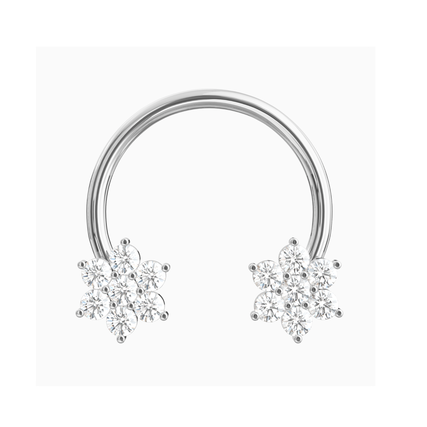 316L Surgical Steel Horseshoe Circular Bar with Floral Flower Septum Piercing - Monster Piercing