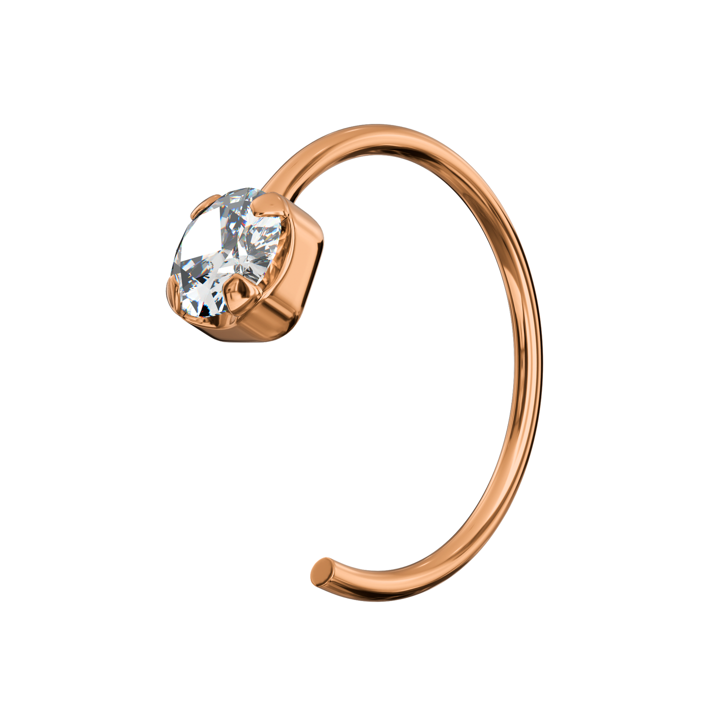 925 Sterling Silver Round Jewelled Claw Set Open Hoop Nose Ring - Monster Piercing