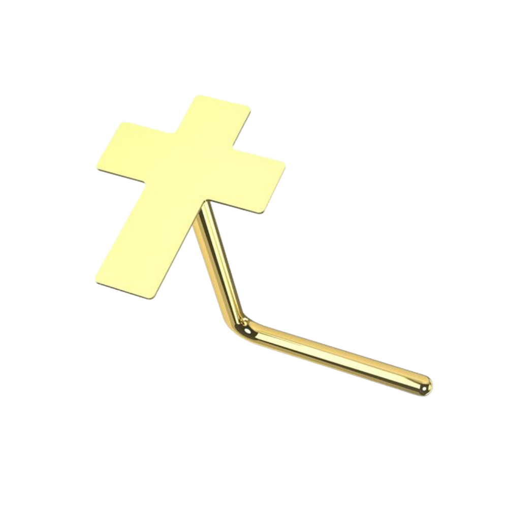 9K Gold Plain Cross Nose Studs - Monster Piercing