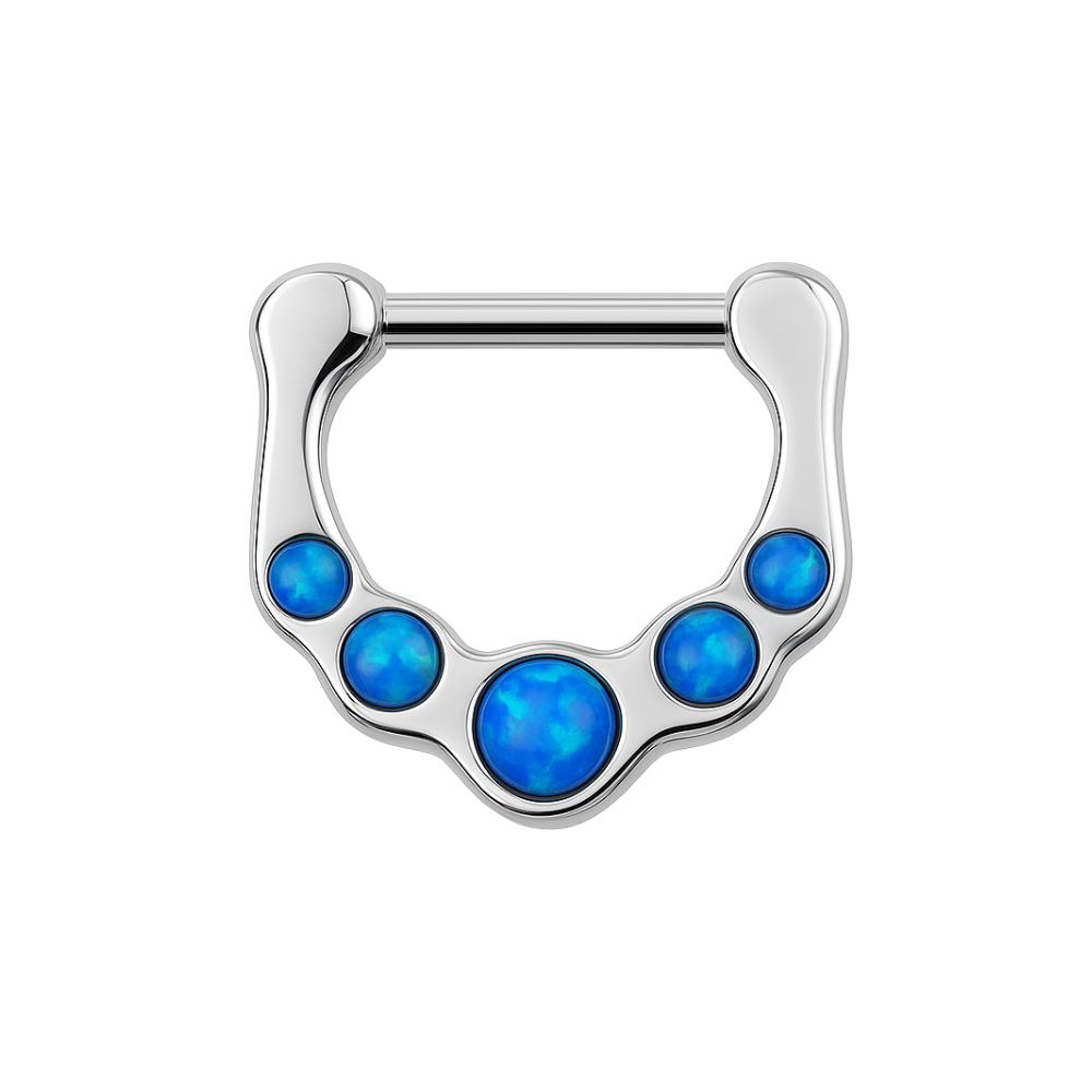 316L Surgical Steel Synthetic Dark Blue Opal Septum Clicker Ring