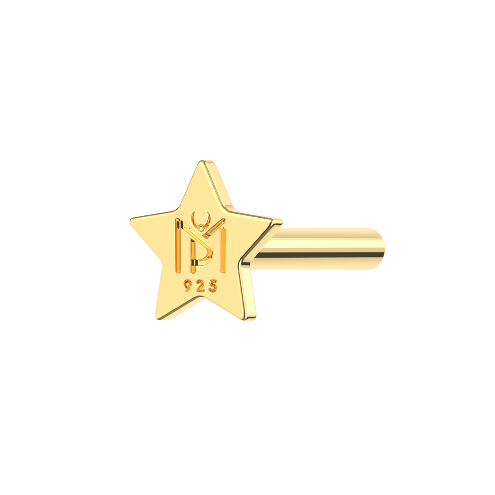 925 Sterling Silver Internally Threaded Star Back Labret Bar