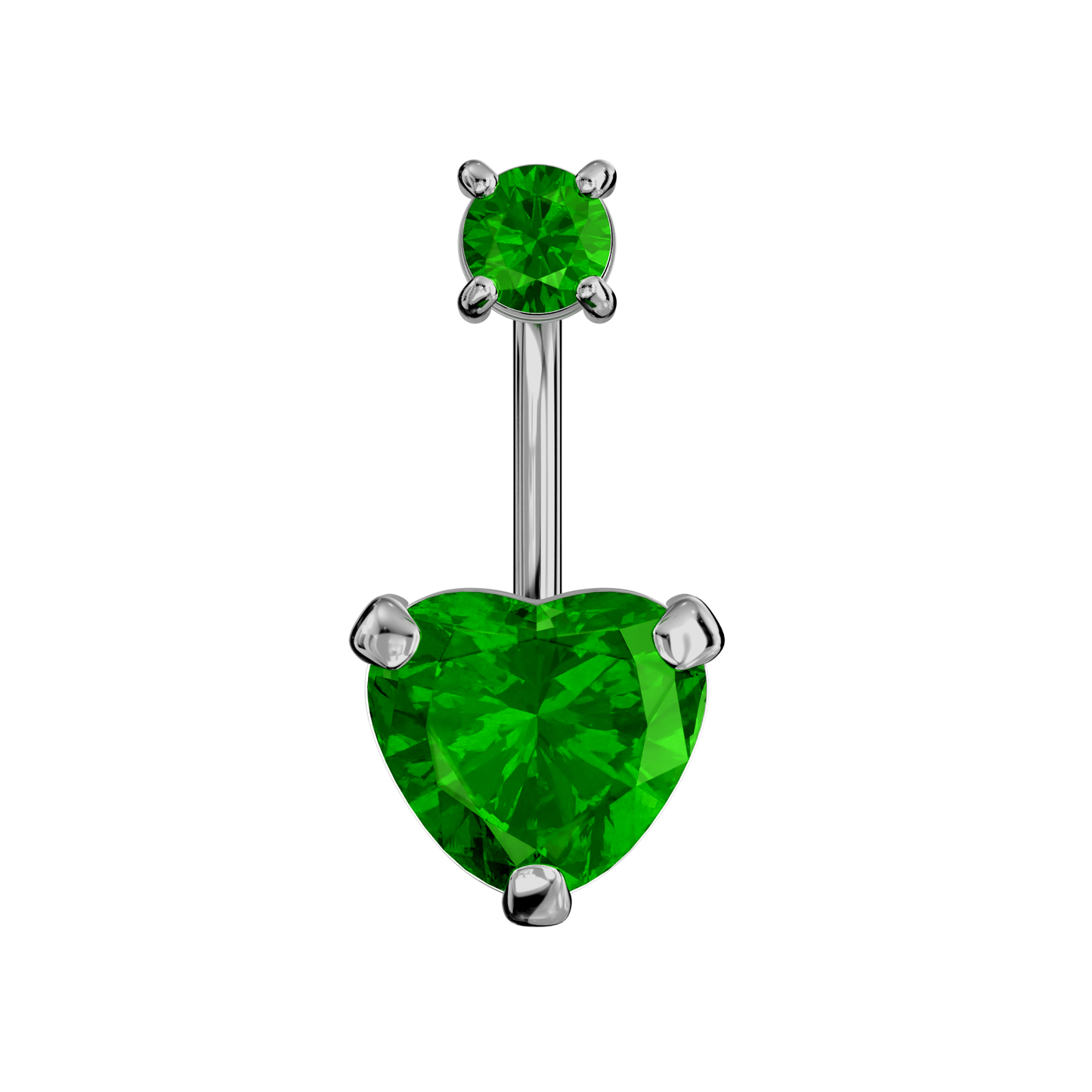 925 Sterling Silver Jewelled Heart Spinal Belly Ring - Monster Piercing