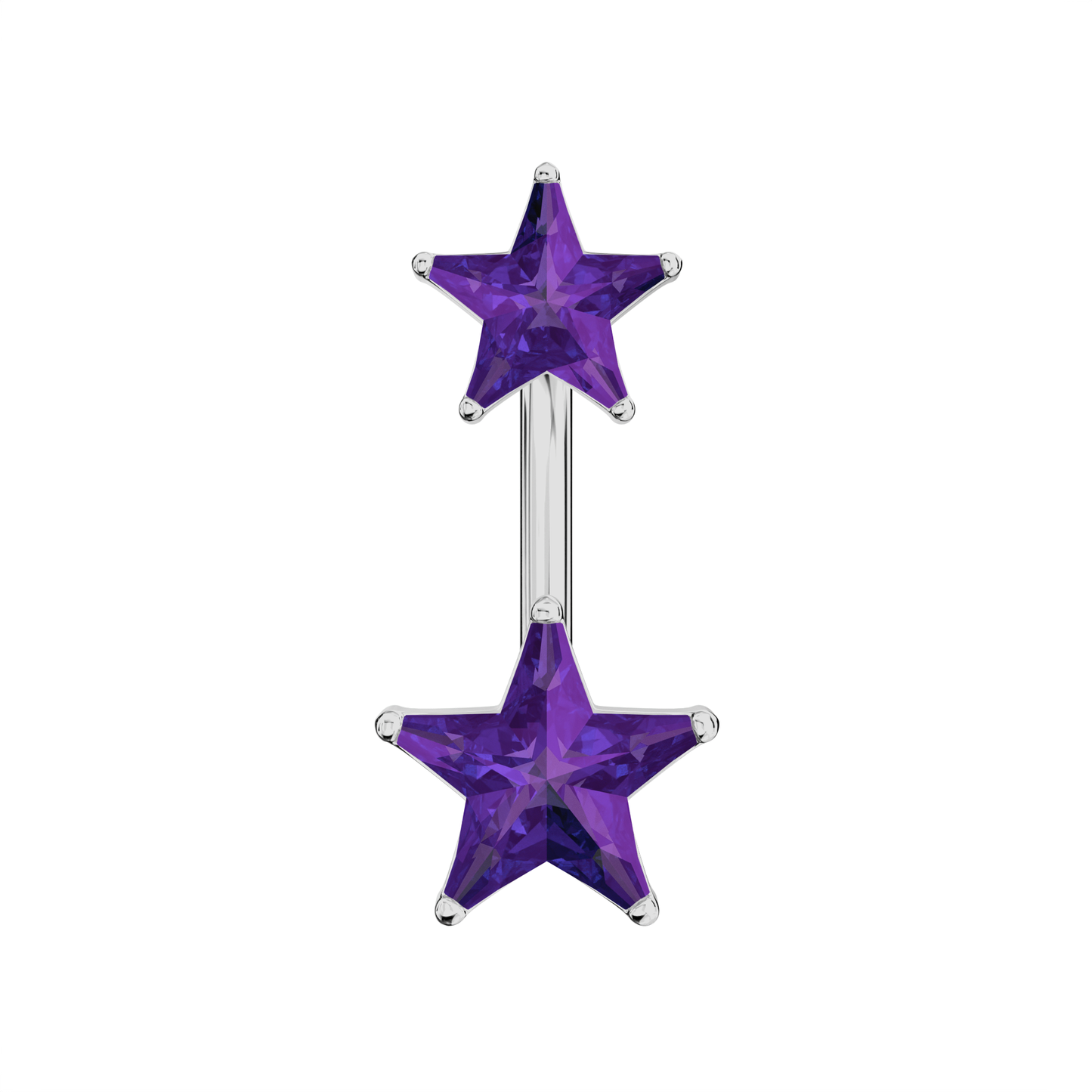 925 Sterling Silver Jewelled Star Studded Spinal Belly Button Ring - Monster Piercing