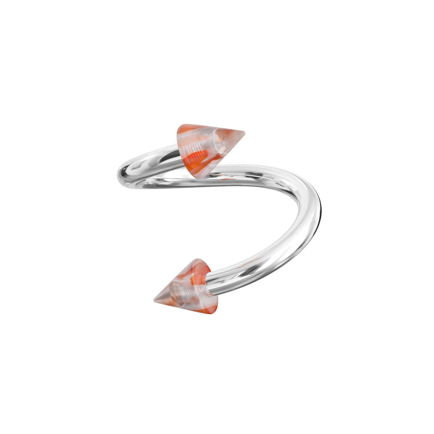 316L Surgical Steel Twisted Barbell with UV Fancy Colourful Two Tone Transparent Cone (Pack of 10)