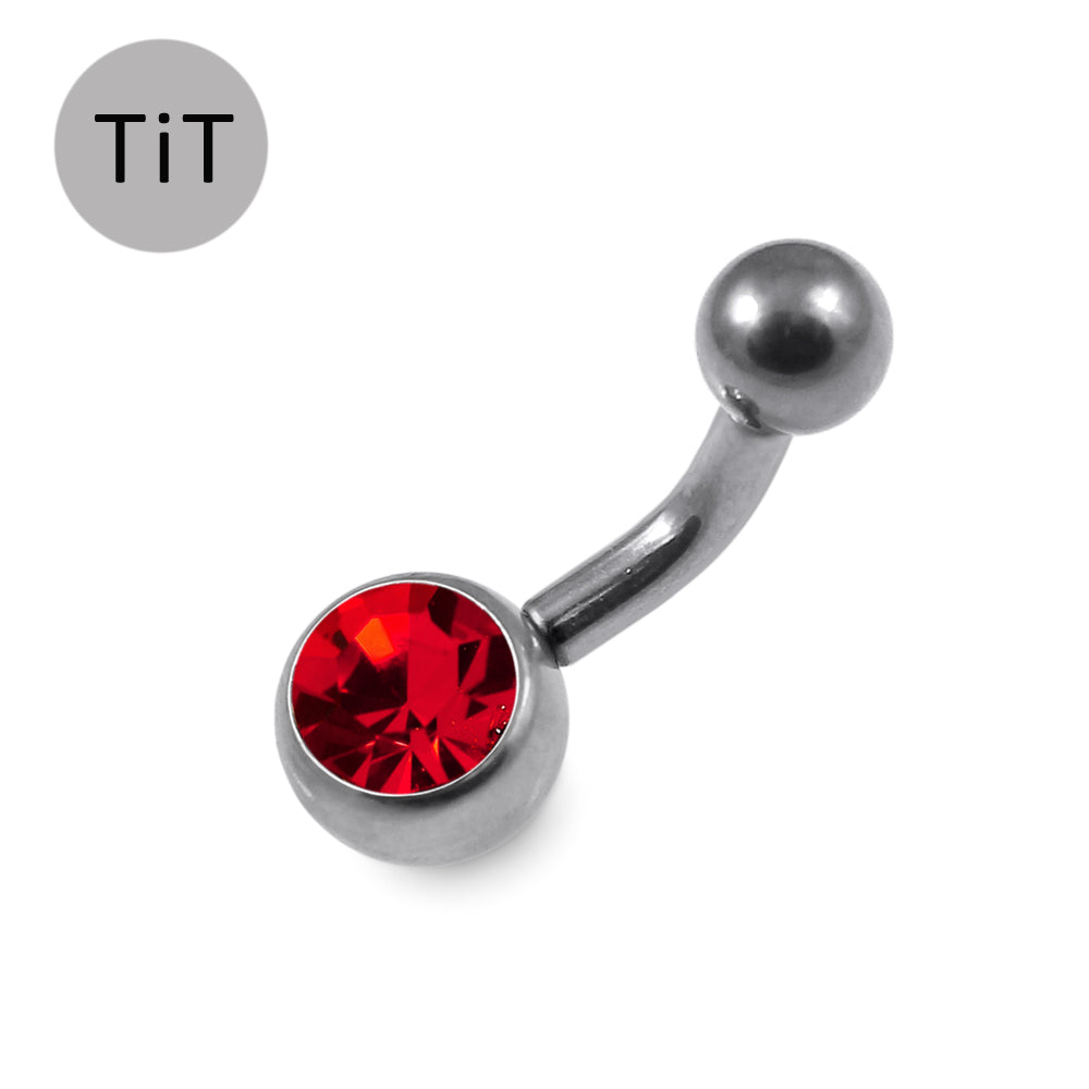 G23 Titanium Single Jewelled Belly Banana Ring - Monster Piercing
