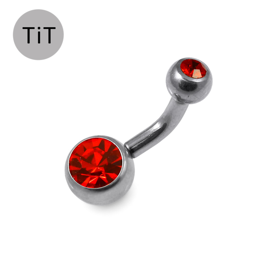 G23 Titanium Double Jewelled Belly Banana Ring - Monster Piercing