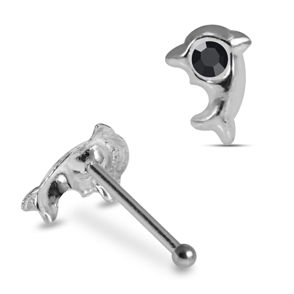925 Sterling Silver 5pcs Jewelled Dolphin Nose Bone Box - Monster Piercing