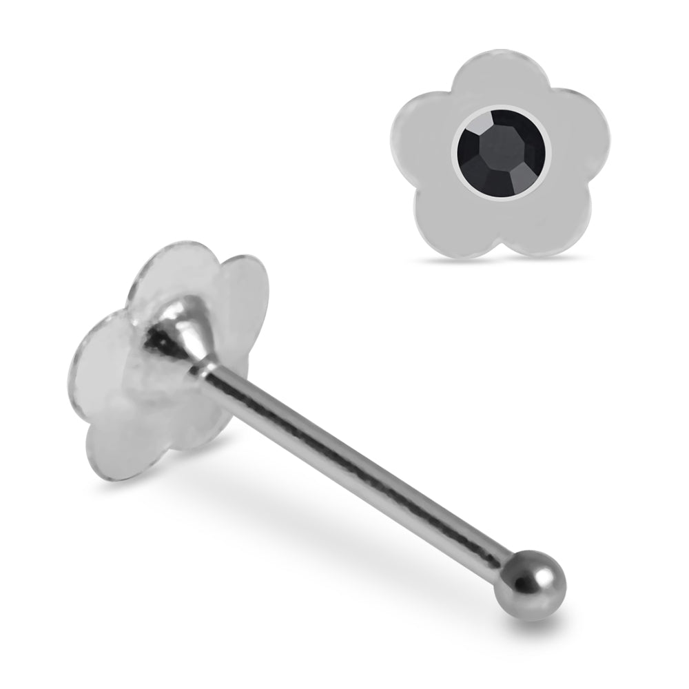 925 Sterling Silver 10pcs Jewelled Flower Nose Bone Box - Monster Piercing