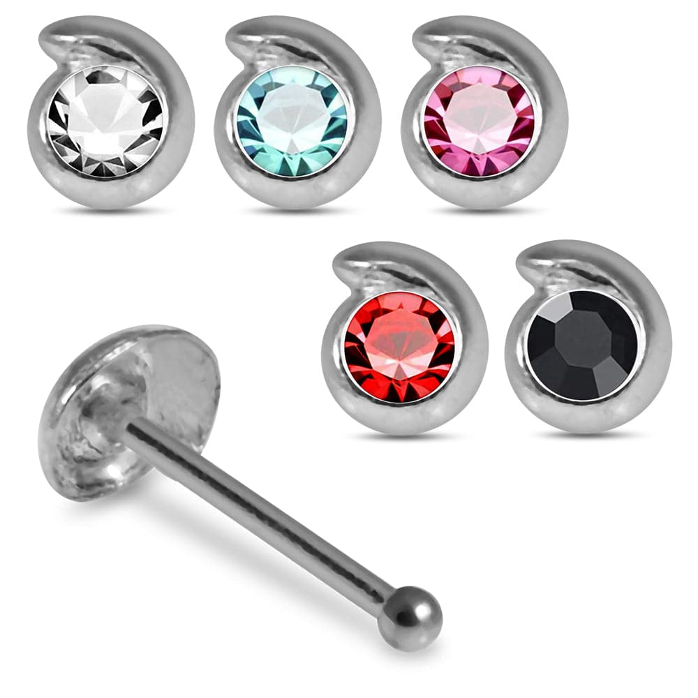 Set of 5pcs 925 Sterling Silver CZ Jewelled Design Nose Bone Set - Monster Piercing