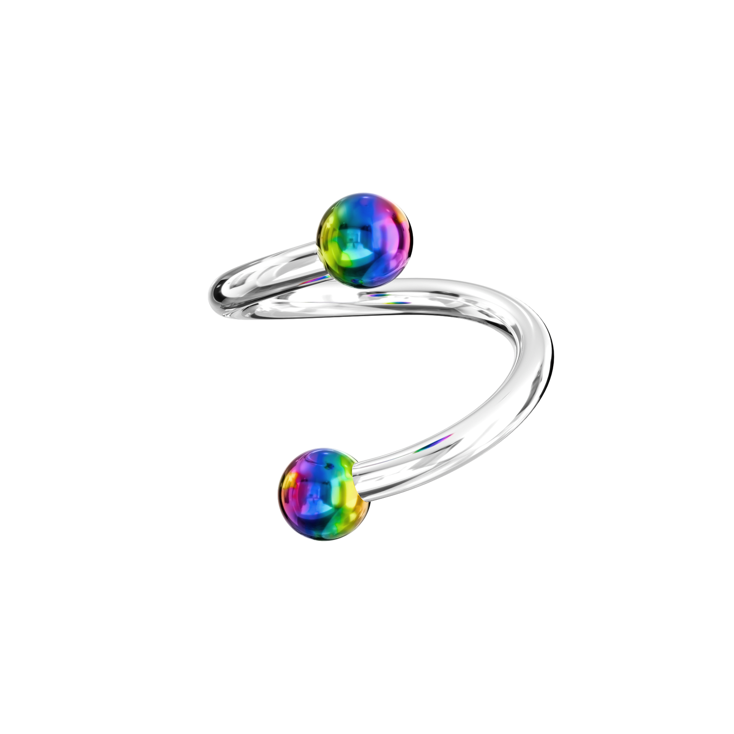 316L Surgical Steel Twisted Barbell with Anodised Ball - Rainbow