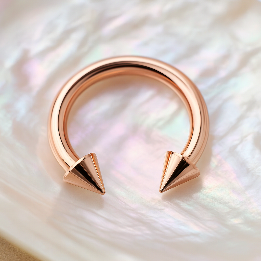 316L Surgical Steel with Rose Gold Horseshoe Cone End - Monster Piercing