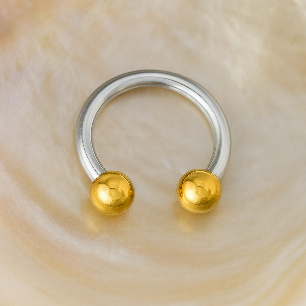 316L Surgical Steel Circular Barbell with Anodised Ball - Monster Piercing