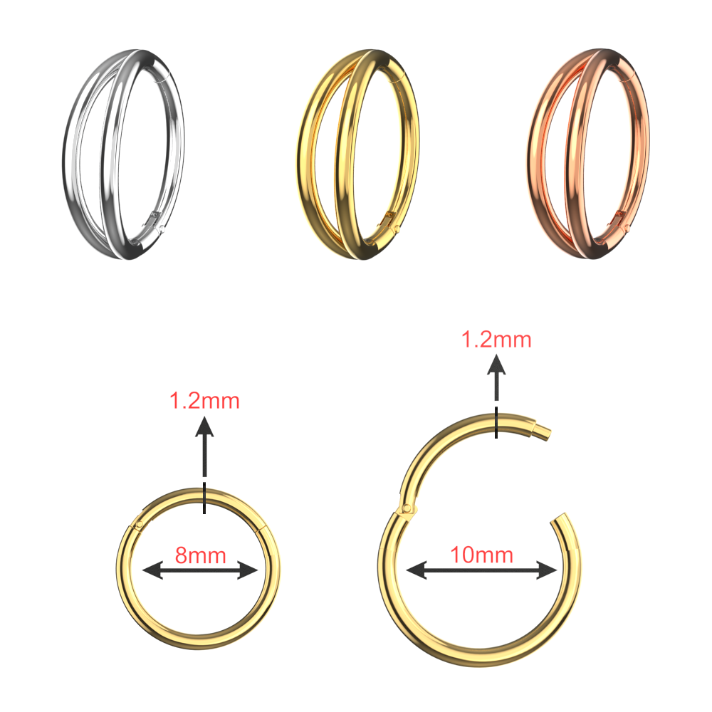 925 Sterling Silver Double Row Segment Clicker Ring - Monster Piercing