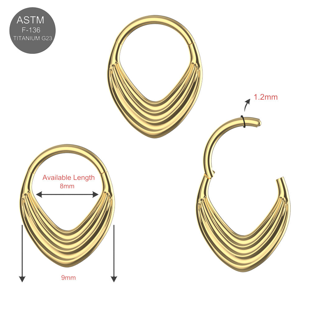 G23 Titanium Layered Teardrop Hinged Segment Clicker Ring - Monster Piercing