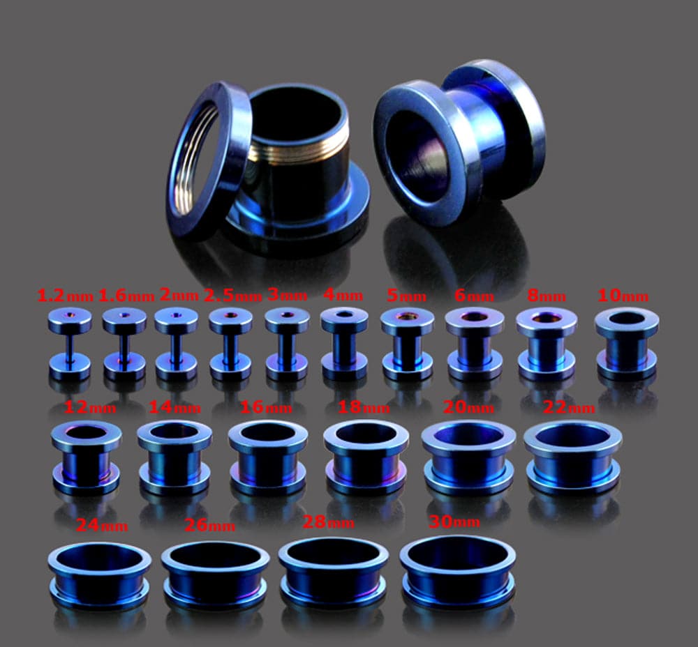 316L Surgical Steel Basic Dark Blue External Threaded Tunnel - Monster Piercing