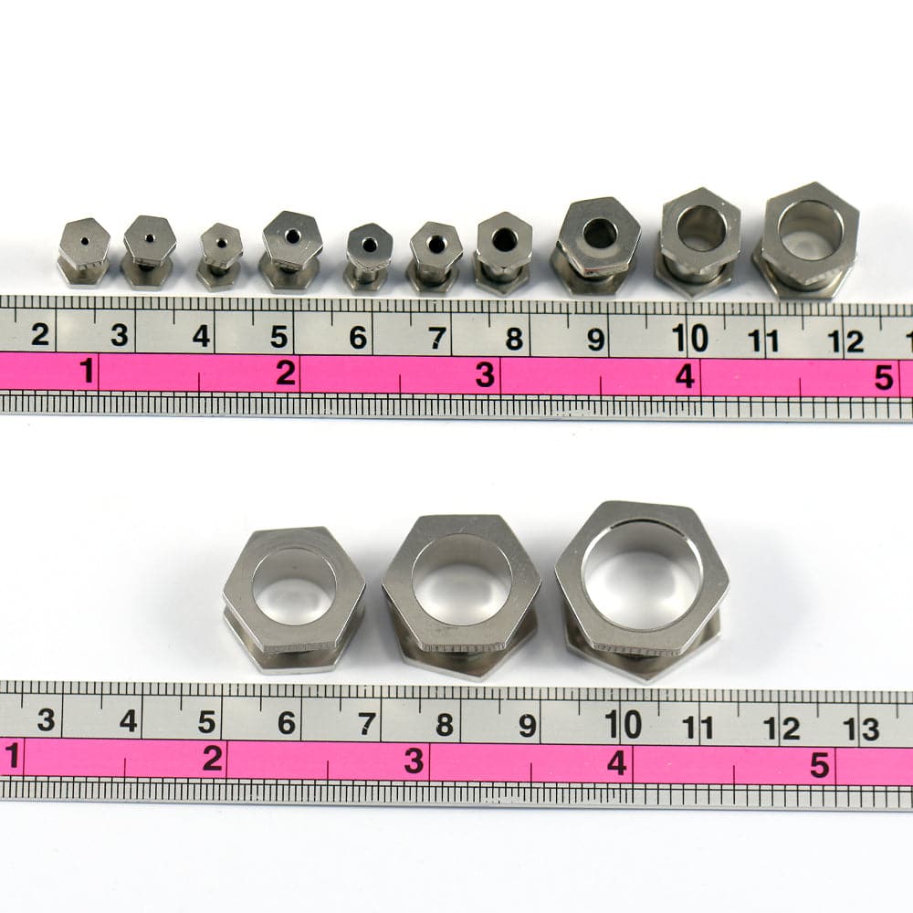 316L Surgical Steel Hexagon External Threaded Tunnel - Monster Piercing