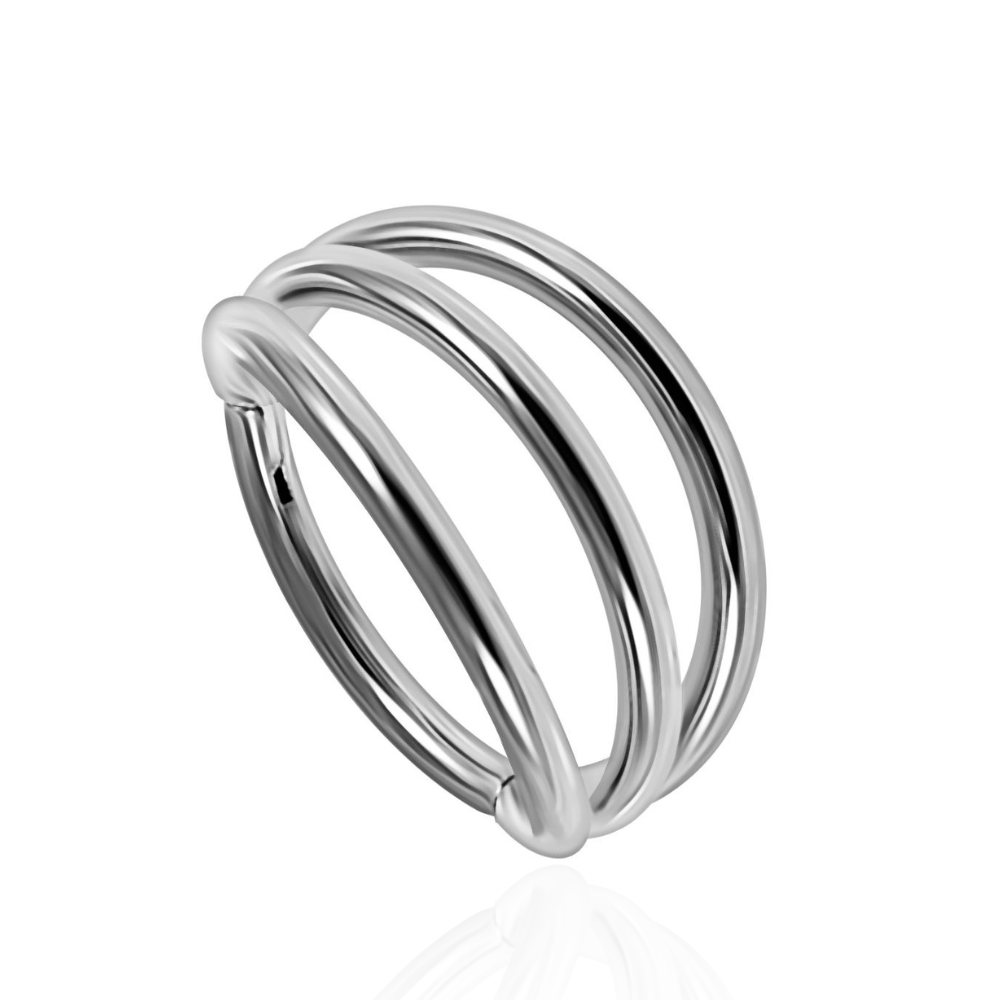 G23 Titanium Triple Stack Hinged Segment Clicker Ring - Monster Piercing