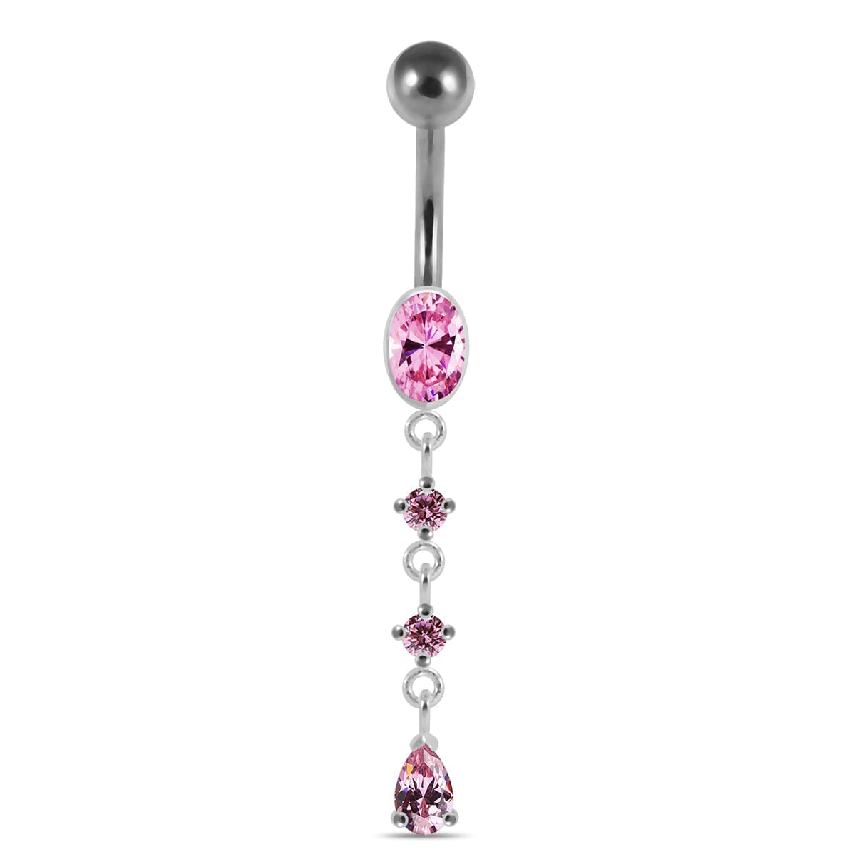 925 Sterling Silver Dangling curved bar with 5mm top ball - Monster Piercing