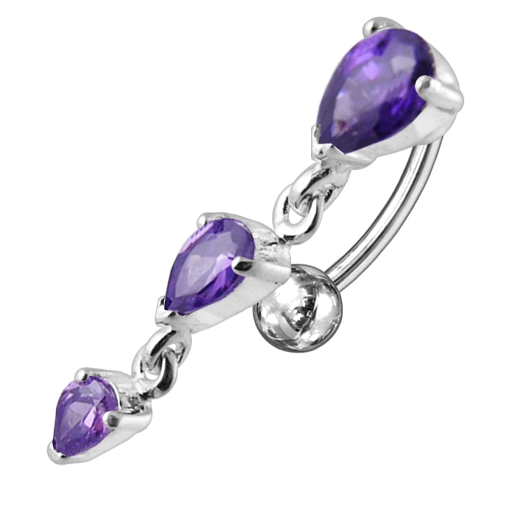 925 Sterling Silver Jewelled Moving Fancy Navel Ring - Monster Piercing