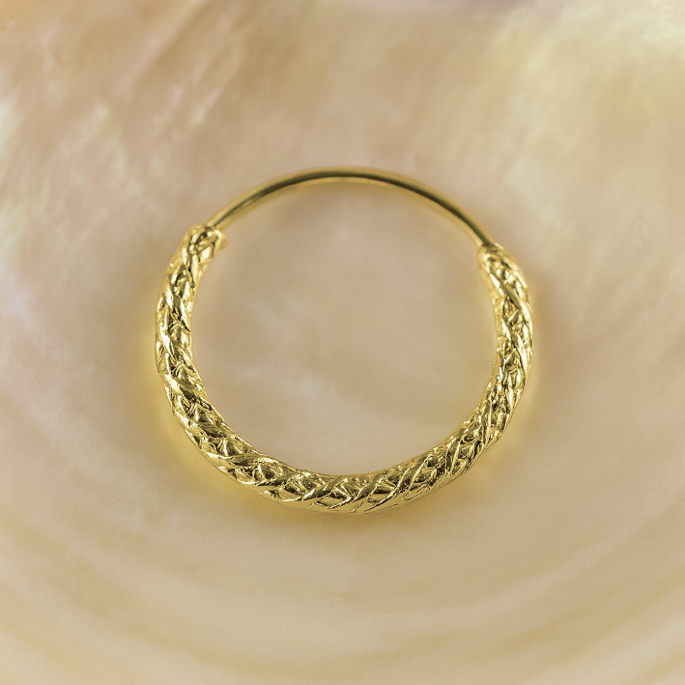 9K Gold Laser Cut Hinged Segment Ring - Monster Piercing