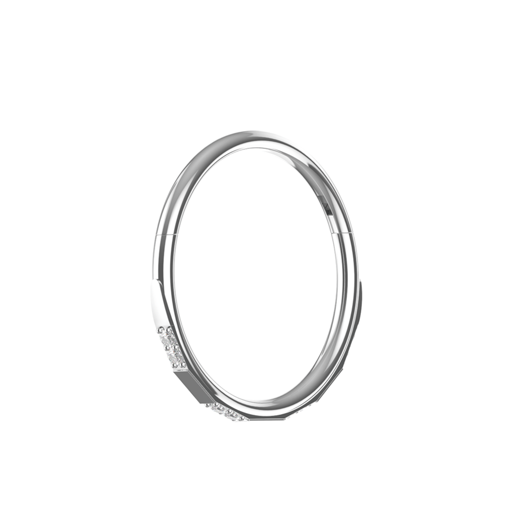 316L Surgical Steel Double CZ Jewelled Hinged Septum Clicker Ring - Monster Piercing