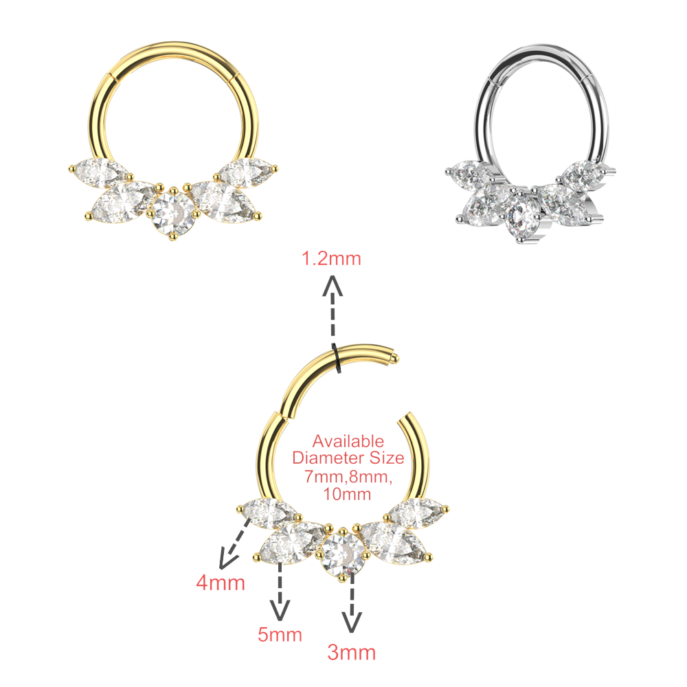 316L Surgical Steel CZ Jewelled Bee Hinged Segment Clicker Ring - Monster Piercing