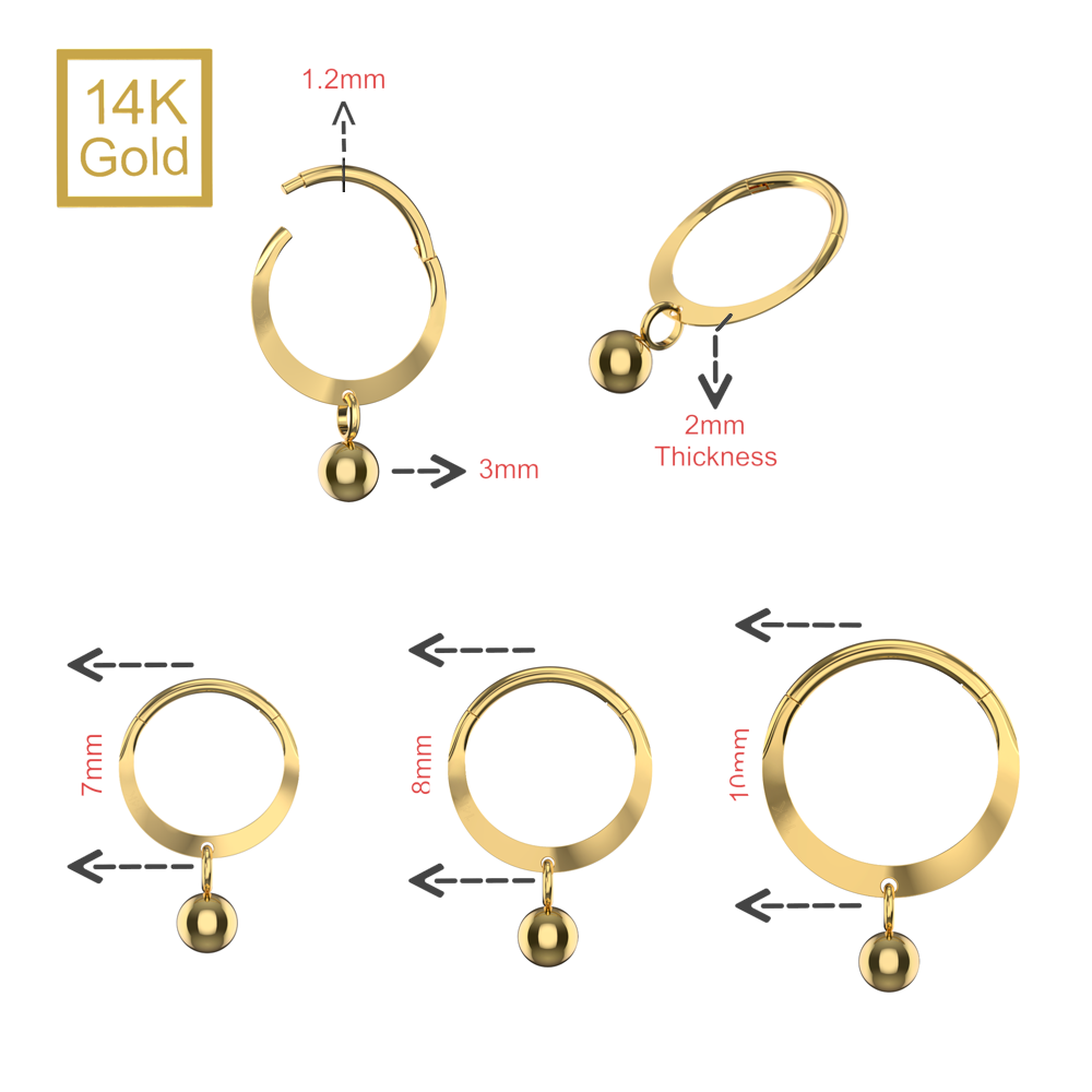 14K Gold Classic Bead Segment Clicker Ring 7mm 8mm 10mm