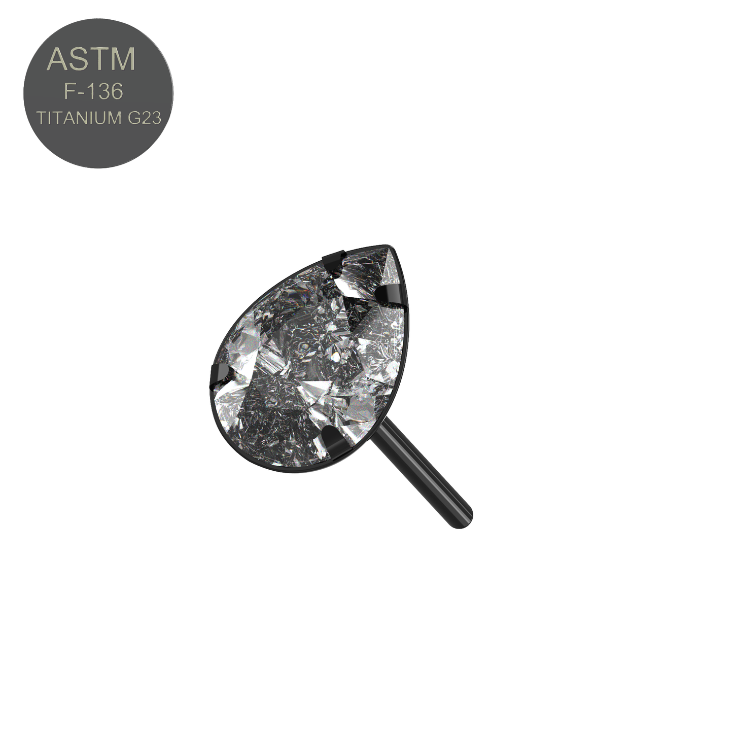 G23 Titanium CZ Pear Cut Threadless Push-Fit Top - Monster Piercing