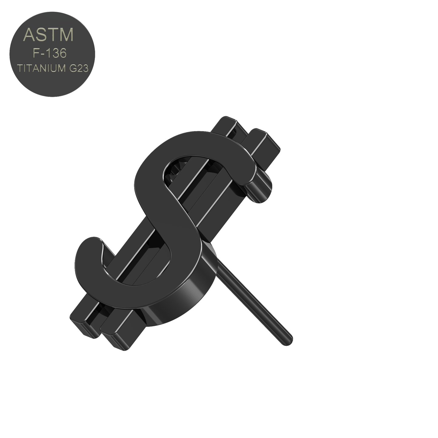 G23 Titanium Dollar Threadless Push-fit Top - Monster Piercing