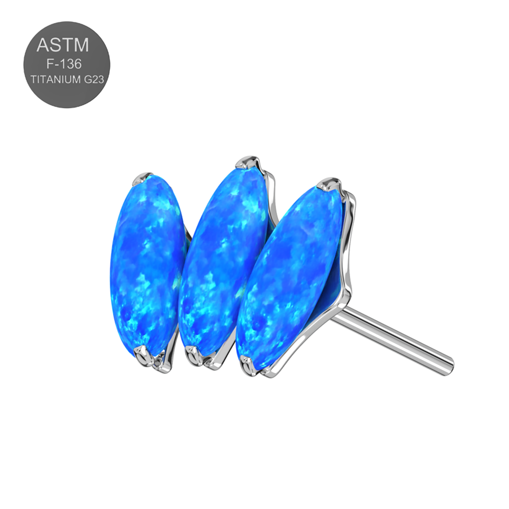 G23 Titanium Dazzling Trio Opal Jewelled Thread-less Push-Fit Top - Monster Piercing