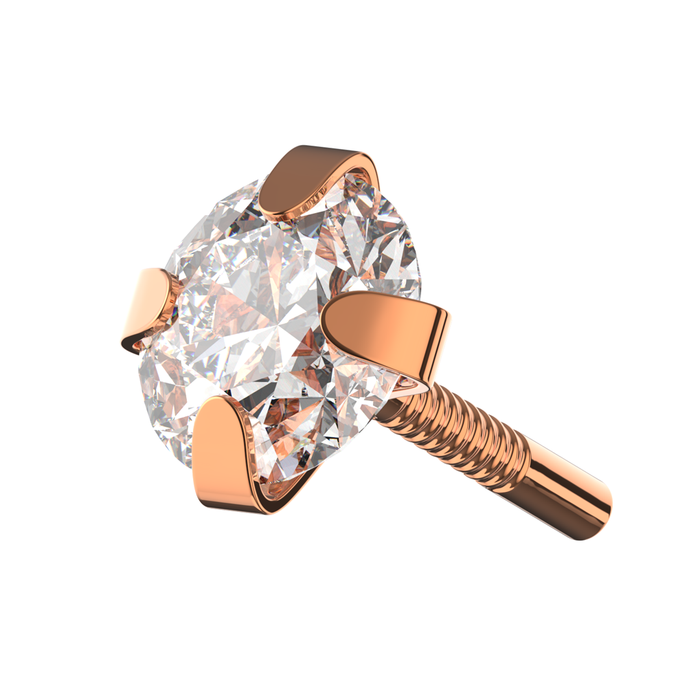 925 Sterling Silver Round CZ Jewelled Internally Threaded Top - Monster Piercing