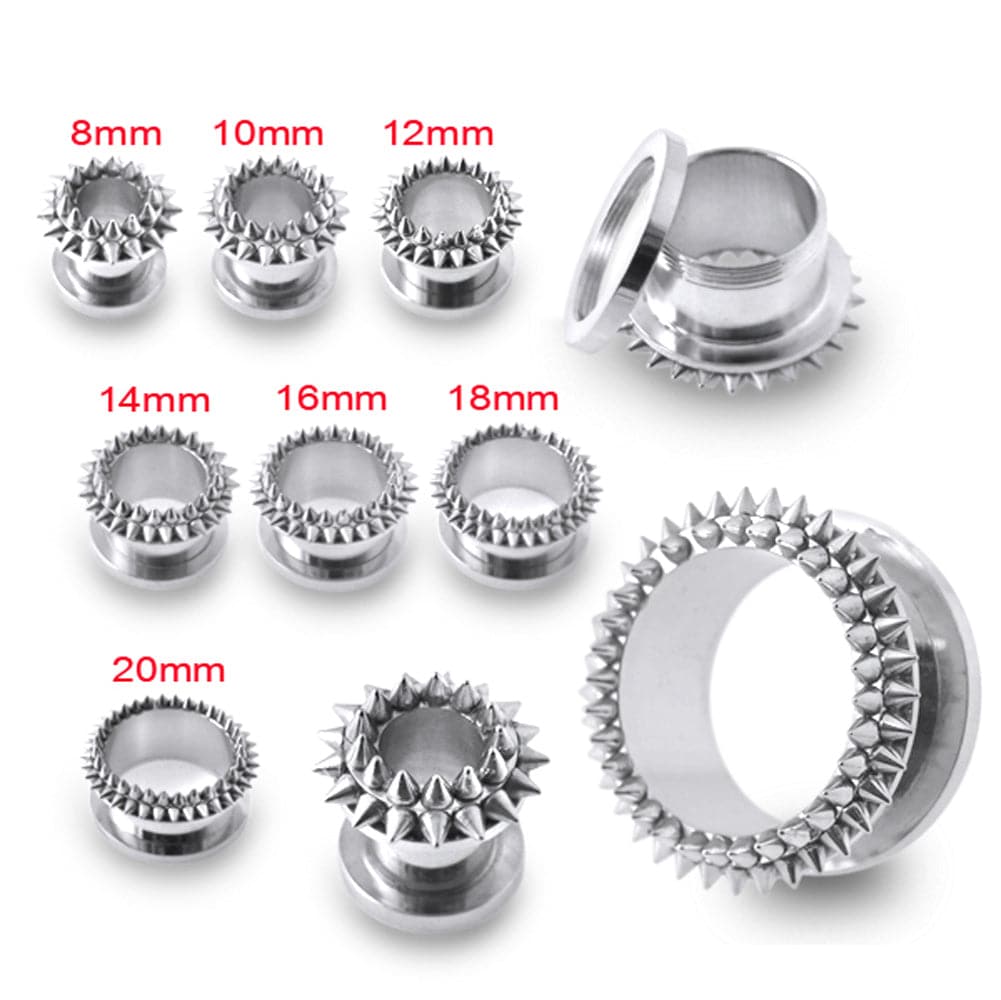 316L Surgical Steel Spiked Edge External Threaded Tunnel - Monster Piercing
