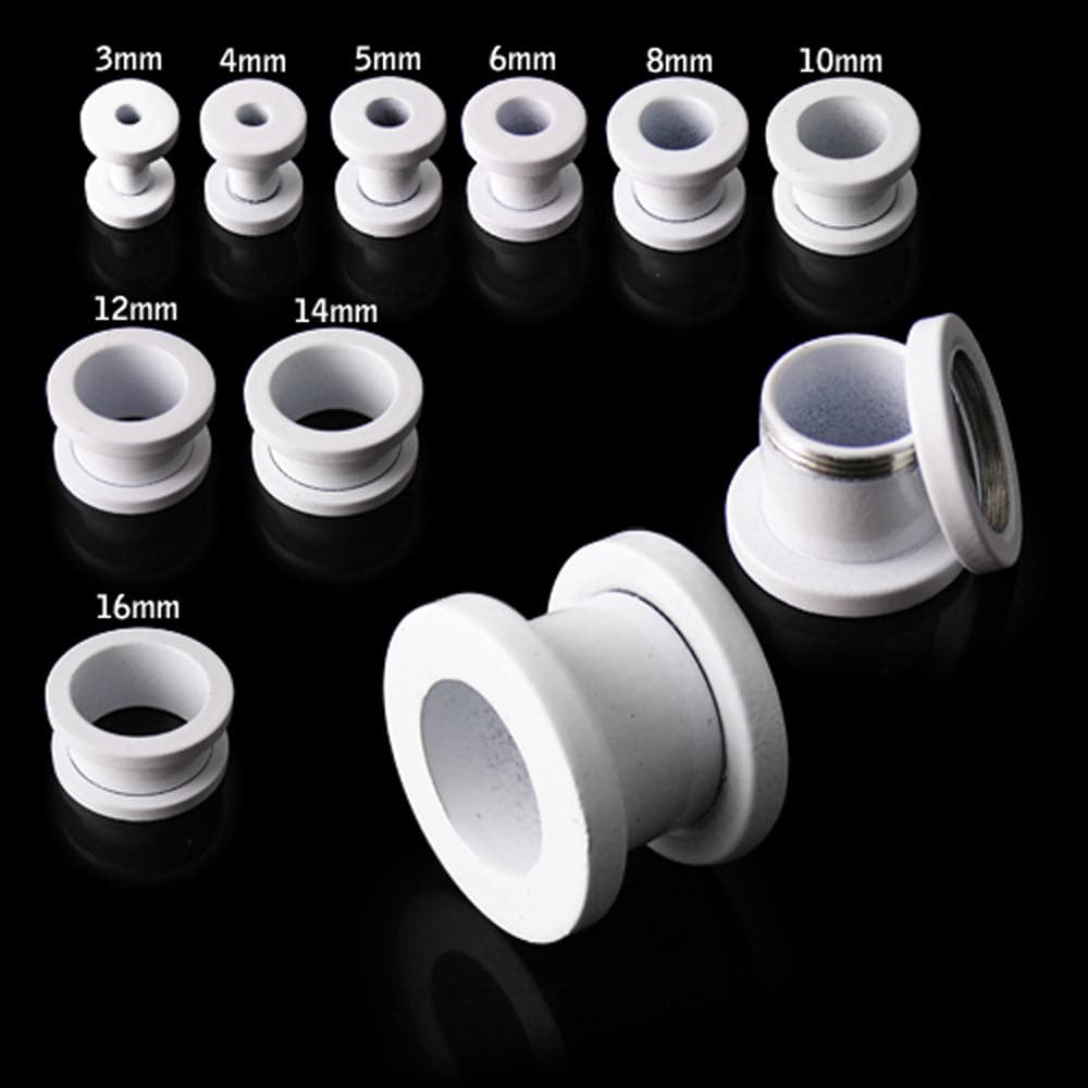316L Surgical Steel Basic White External Threaded Tunnel - Monster Piercing