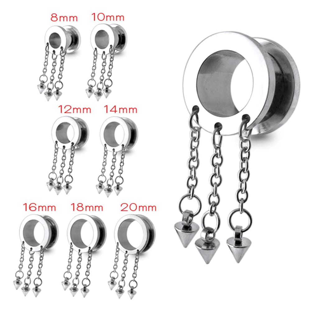 316L Surgical Steel Dangling Cones External Threaded Tunnel - Monster Piercing