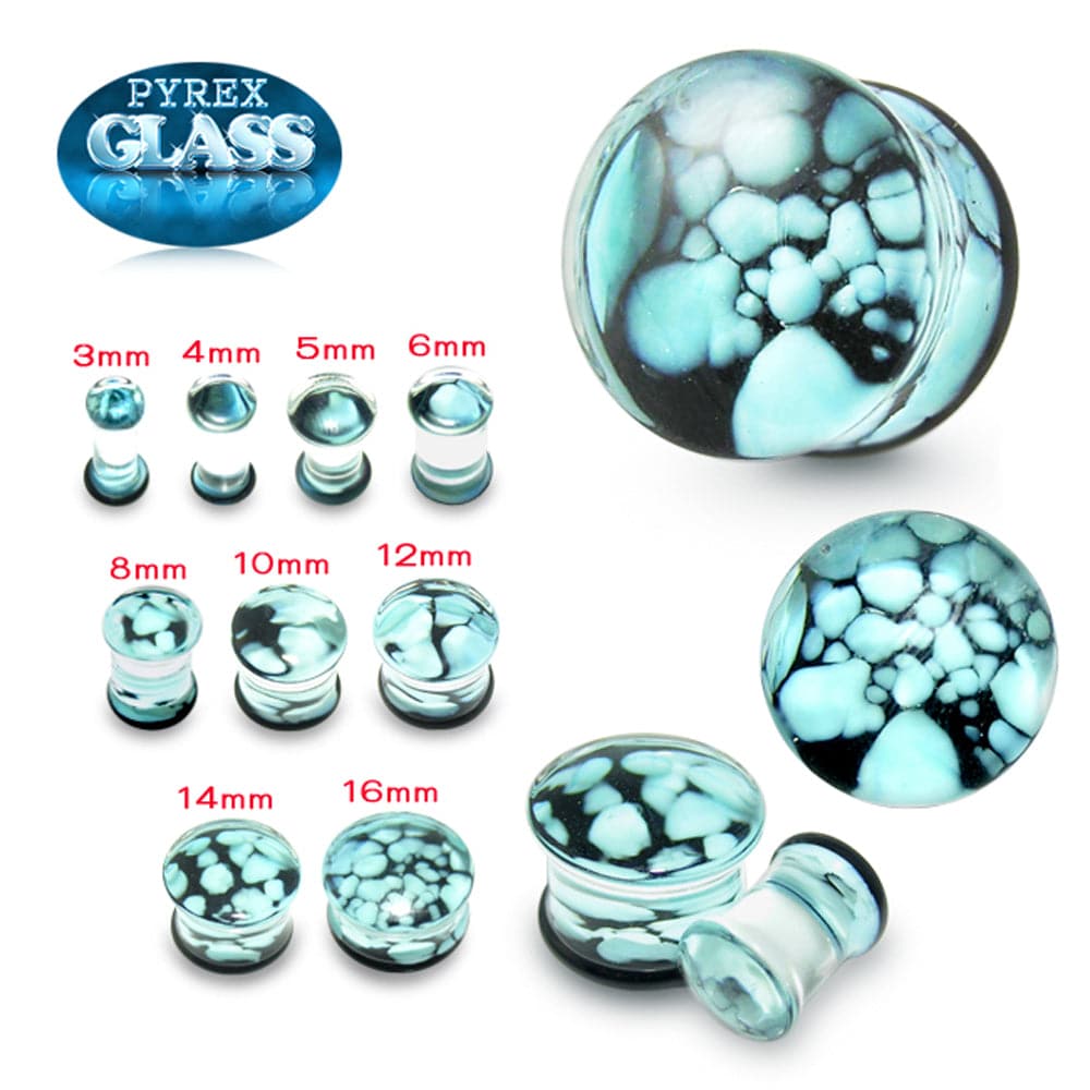 Pyrex Glass Aqua Pebble Ear Plug - Monster Piercing