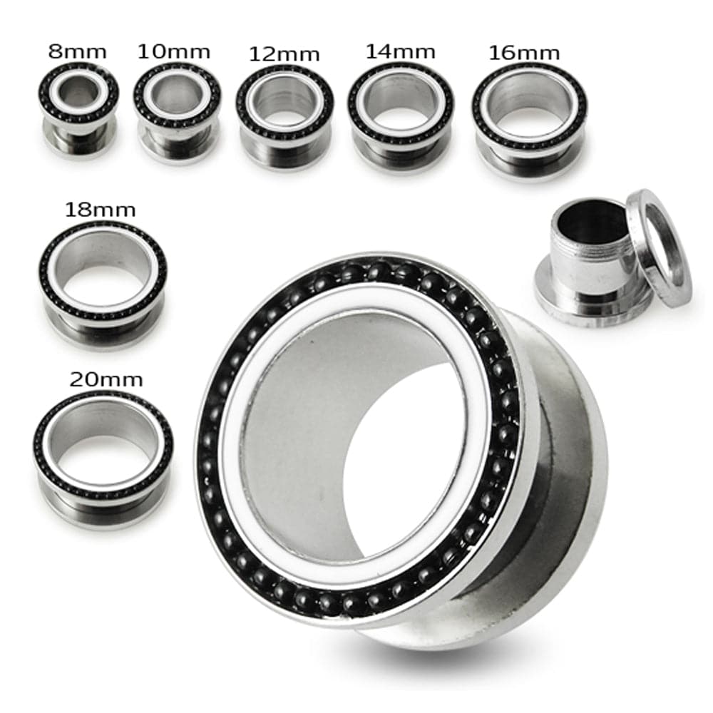 316L Surgical Steel With Black Ball Edge Top Flesh Tunnel - Monster Piercing