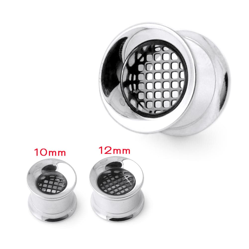 316L Surgical Steel Grid Surface Flesh Tunnel - Monster Piercing