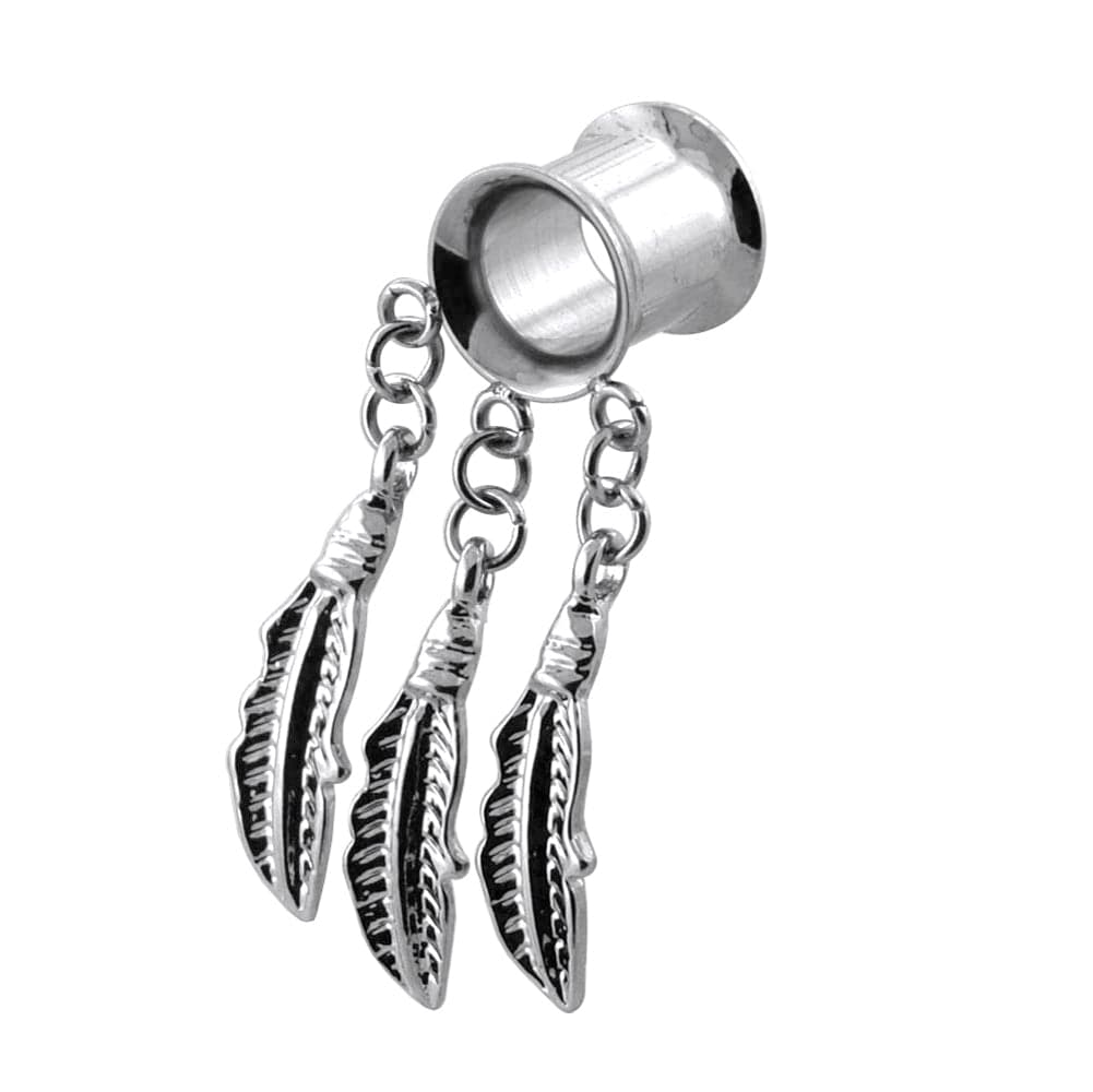 316L Surgical Steel Dangling Leaves Internally Threaded Tunnel - Monster Piercing