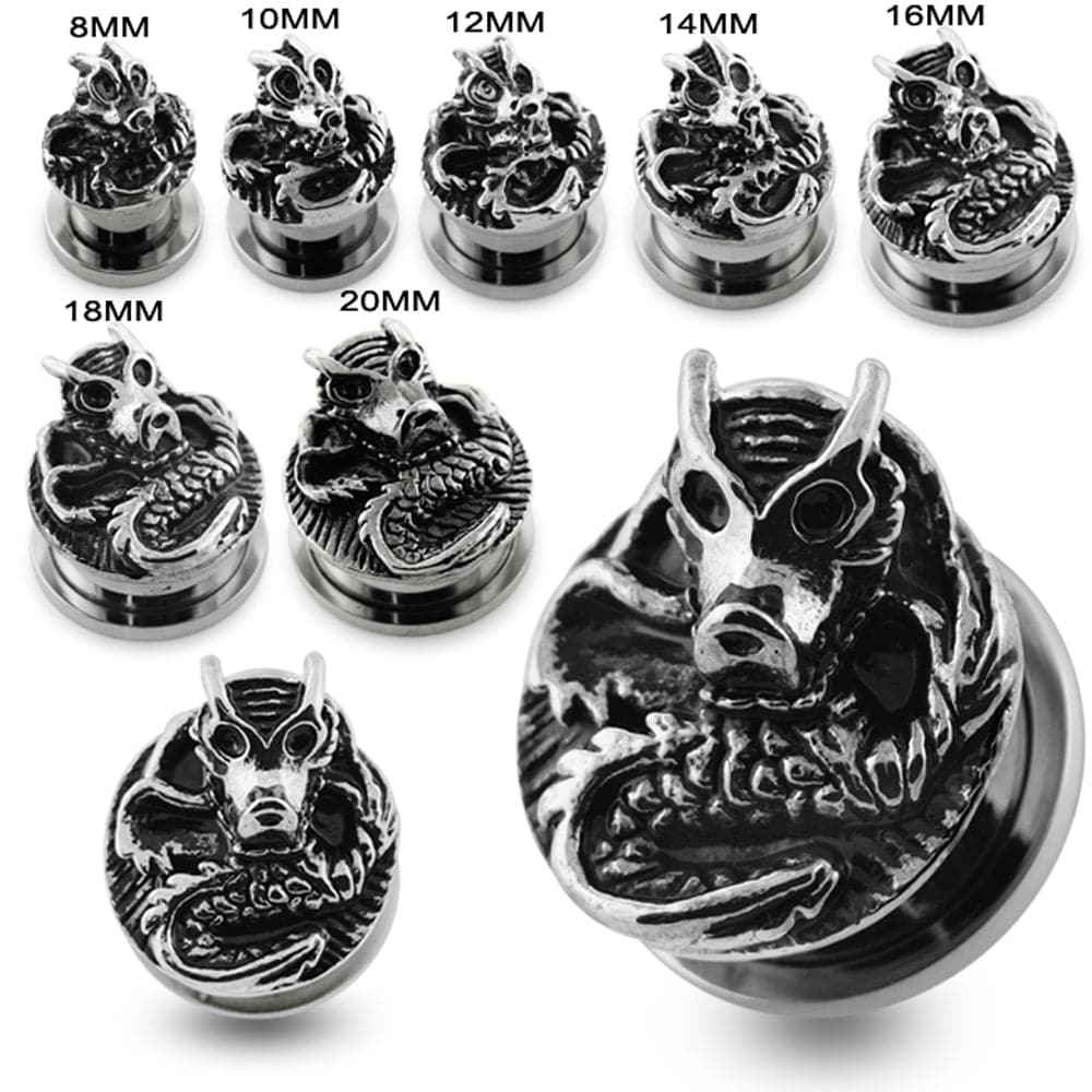 316L Surgical Steel Dragon External Threaded Tunnel - Monster Piercing